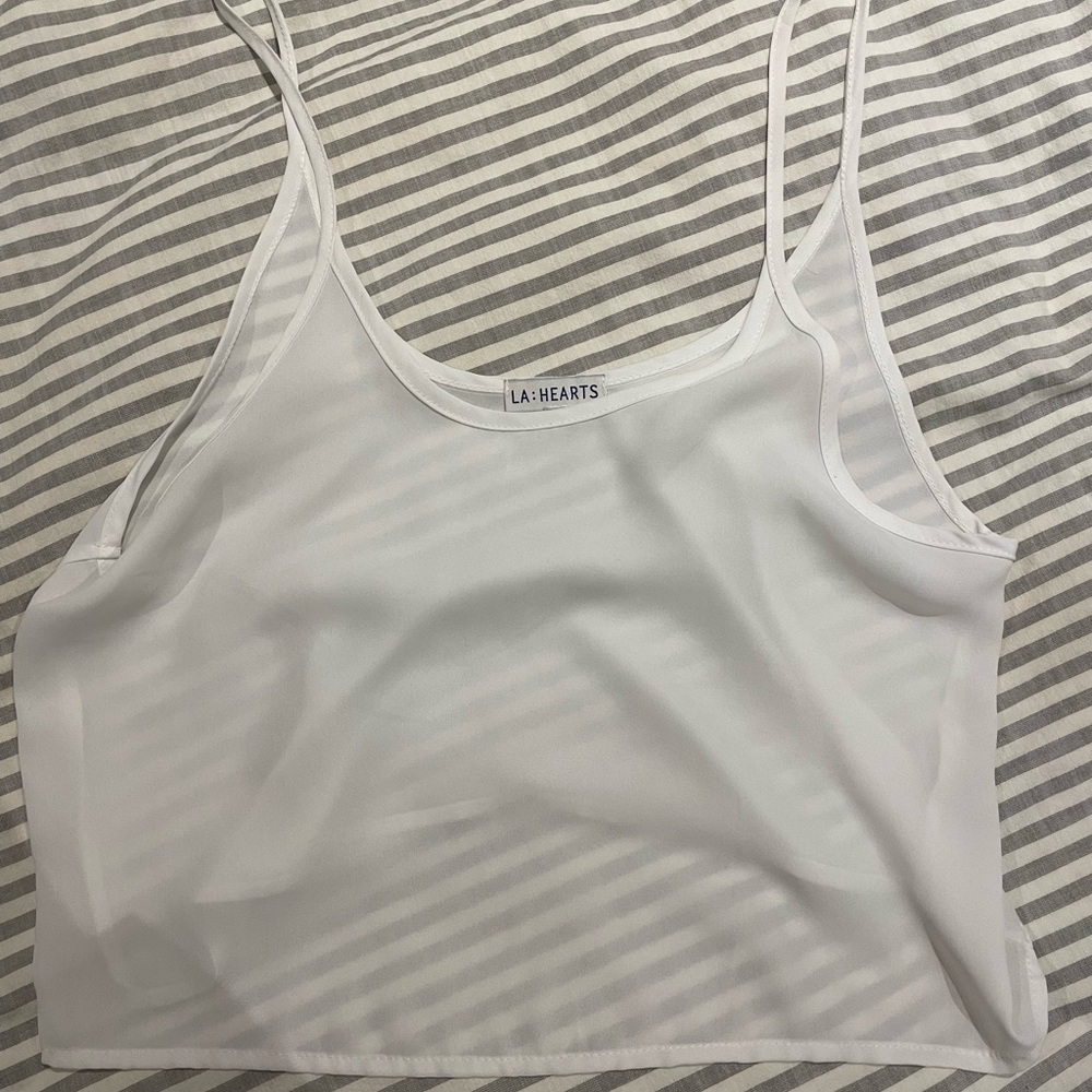 White Sheer Tank Top Crop
